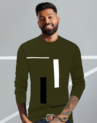 MUFALI Printed Men Round Neck Dark Green T-Shirt