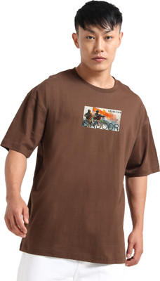 Chill Factor Printed Men Round Neck Brown T-Shirt