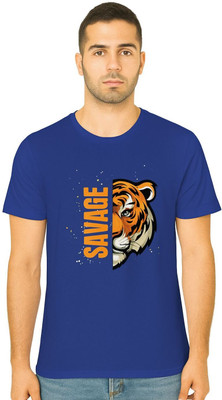 DGC Printed Men Round Neck Navy Blue T-Shirt