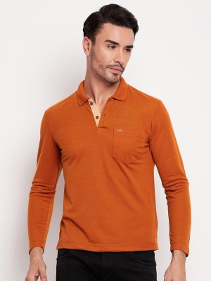 Adobe Solid Men Polo Neck Orange T-Shirt
