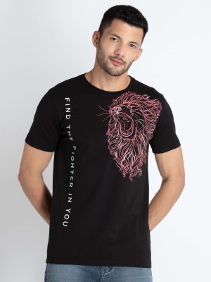 Status Quo Printed, Typography Men Round Neck Black T-Shirt