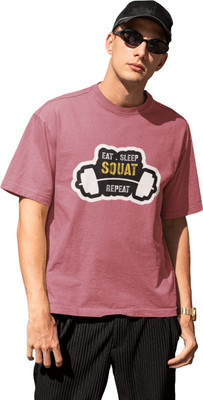 Grooves Printed Men Round Neck Pink T-Shirt