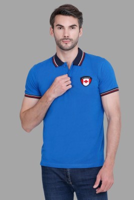 Pyro Spirit Solid Men Polo Neck Blue T-Shirt