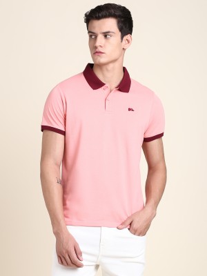 Dennis Lingo Colorblock Men Polo Neck Pink T-Shirt