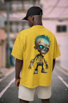 Arfila Printed Men Round Neck Yellow T-Shirt