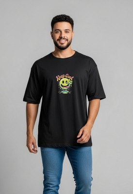 UrGear Printed Men Round Neck Black T-Shirt
