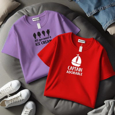 HouseOfCommon Printed Women Round Neck Multicolor T-Shirt