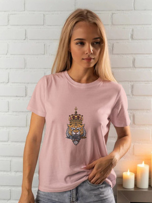 Moda Rapido Graphic Print Women Round Neck Orange T-Shirt
