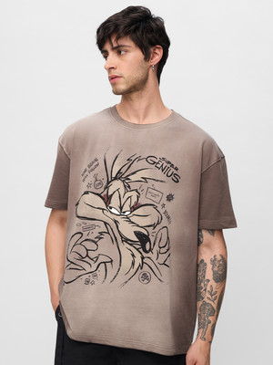 The Souled Store Cartoon Men Round Neck Brown T-Shirt