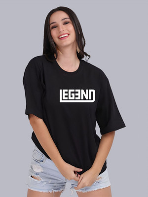 Moda Rapido Printed Women Round Neck Black T-Shirt