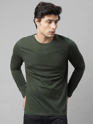 RULEDBYSUN Solid Men Round Neck Green T-Shirt
