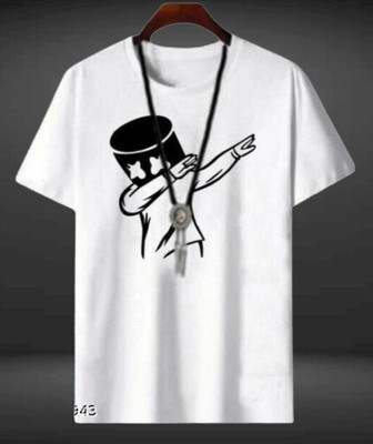 stylesmyth Printed Men Round Neck White T-Shirt
