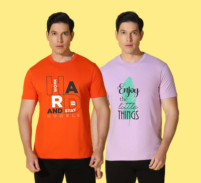 WOOSTRO Printed Men Round Neck Multicolor T-Shirt