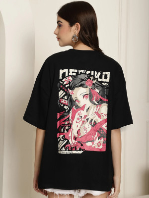 METRONAUT Typography, Printed Women Round Neck Black T-Shirt