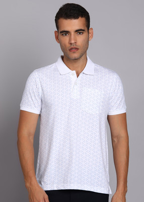 PARX Printed Men Polo Neck White T-Shirt