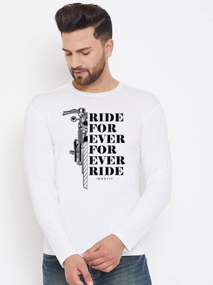 LV CARE Printed Men Round Neck White T-Shirt