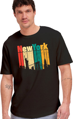 METRONAUT Printed Men Round Neck Black T-Shirt