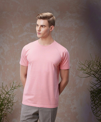 Magneto Solid Men Round Neck Pink T-Shirt