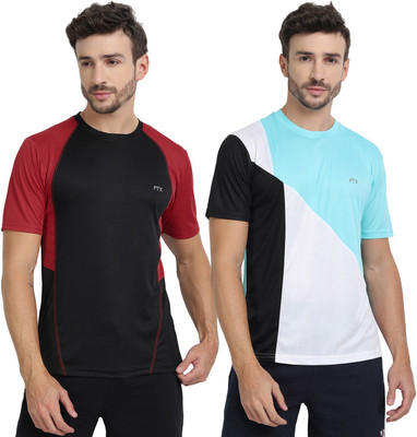 FTX Colorblock Men Round Neck Multicolor T-Shirt
