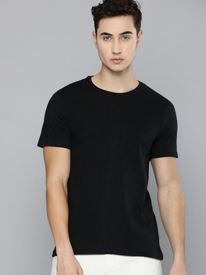 RULEDBYSUN Solid Men Round Neck Black T-Shirt