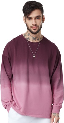 The Souled Store Tie & Dye Men Round Neck Maroon, Pink T-Shirt