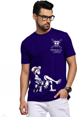 BROTEES Printed, Typography Men Round Neck Dark Blue T-Shirt