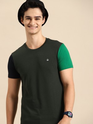 United Colors of Benetton Solid Men Round Neck Dark Green T-Shirt