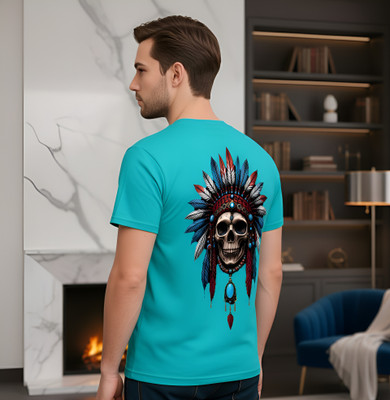 LIQQR Graphic Print Men Round Neck Light Blue T-Shirt