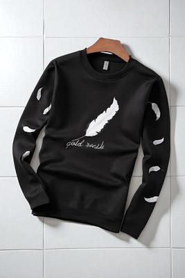 FASHIUM Printed Men Round Neck Black T-Shirt