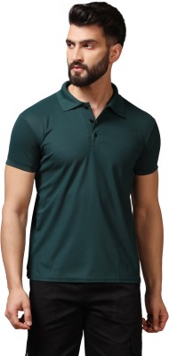 CHAKUDEE Fashion Solid Men Polo Neck Dark Green T-Shirt