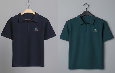 Stelino Self Design Men Polo Neck Multicolor T-Shirt