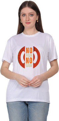 Chaitali Graphic Print Women Round Neck White T-Shirt