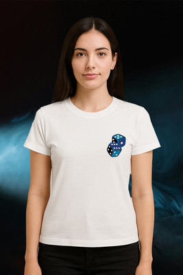 Buddy Collection Graphic Print Women Round Neck White T-Shirt