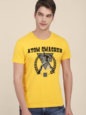 Free Authority Printed, Typography Men Round Neck Yellow T-Shirt