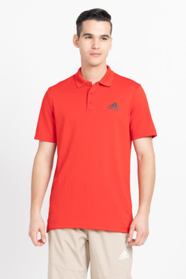 ADIDAS Printed Men Polo Neck Red T-Shirt