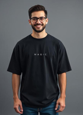 UrGear Typography Men Round Neck Black T-Shirt