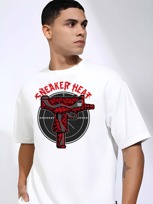 Kaido Self Design Men Round Neck White T-Shirt