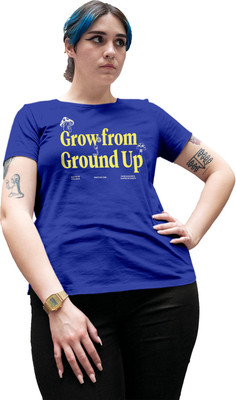 Fighterhero Printed Women Round Neck Blue T-Shirt