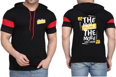WOOSTRO Printed, Typography Men Round Neck Black T-Shirt