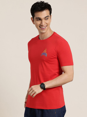 HERE&NOW Solid Men Round Neck Red T-Shirt