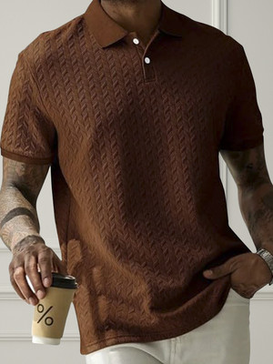 The Modern Soul Solid Men Polo Neck Blue T-Shirt