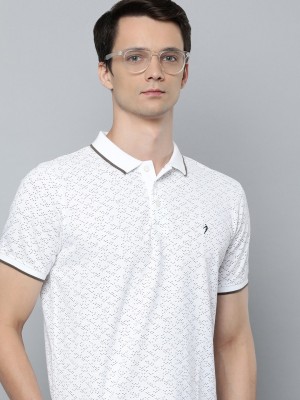 INDIAN TERRAIN Printed Men Polo Neck White T-Shirt