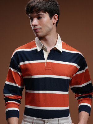 HIGHLANDER Striped Men Polo Neck Multicolor T-Shirt