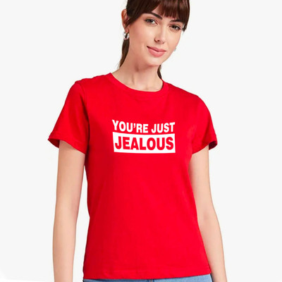 Nilan Tees Wear Printed Women Round Neck Red T-Shirt