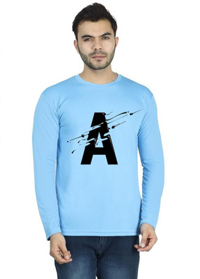 LV CARE Printed Men Round Neck Blue T-Shirt