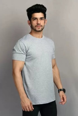 mascari Printed, Self Design Men Round Neck Grey T-Shirt