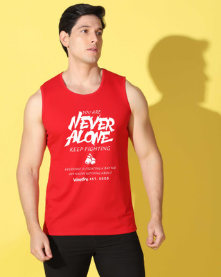 WOOSTRO Graphic Print Men Scoop Neck Red T-Shirt