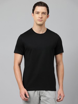 VAN HEUSEN Solid Men Crew Neck Black T-Shirt