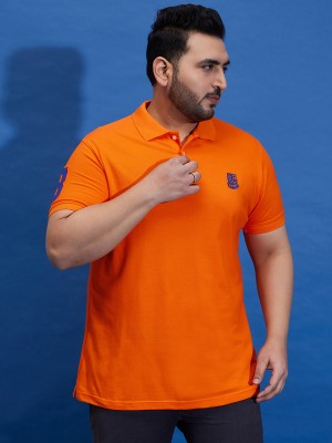 bigbanana Solid Men Polo Neck Orange T-Shirt