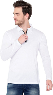 JB Jangoboy Solid Men Polo Neck White T-Shirt